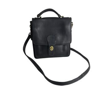 Vintage Pre 1994 Coach Companion Bag Black Leather Crossbody Top Handle